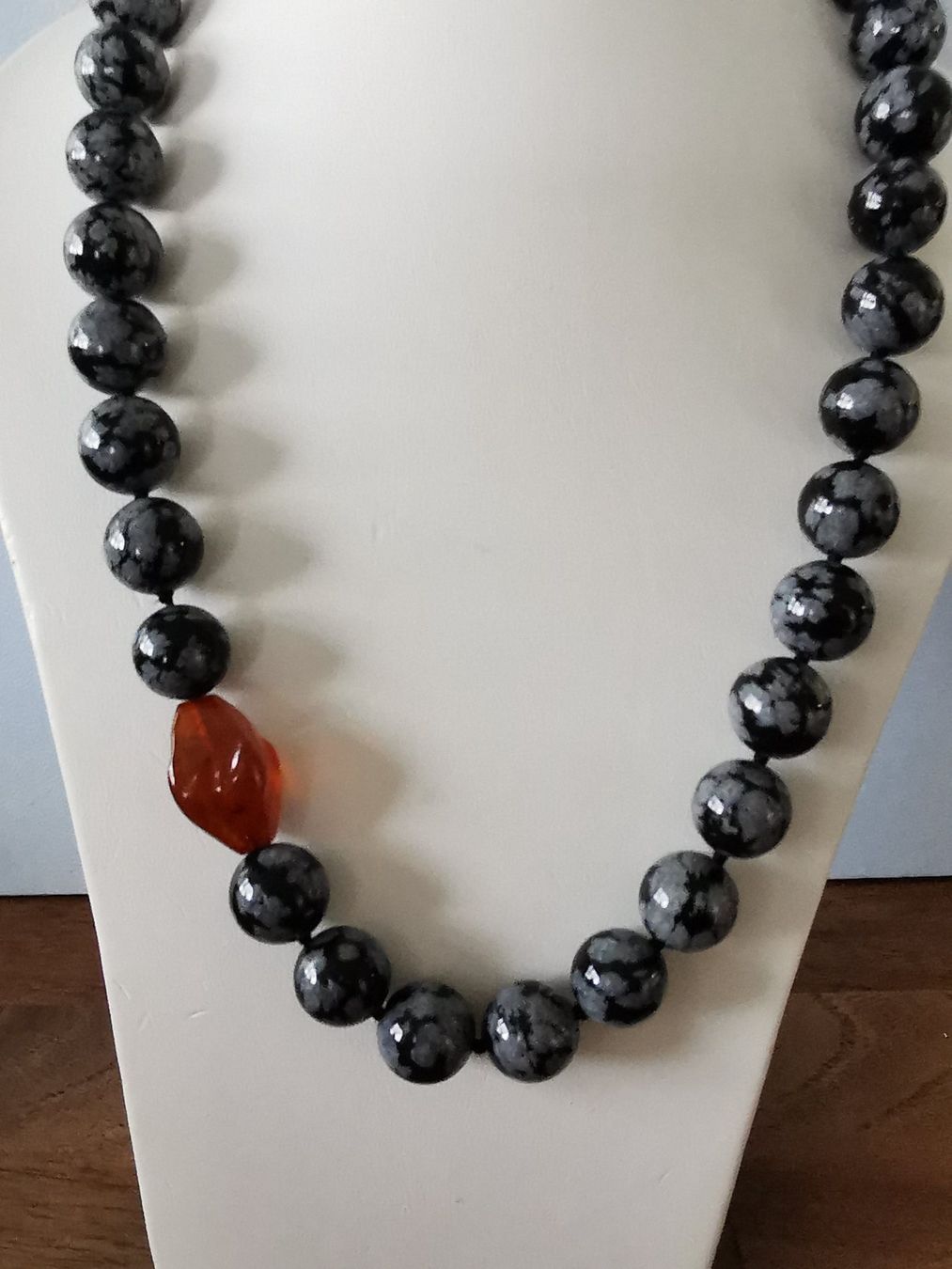 Catenine: kratives Collier mit Schneeflockenobsidian & Bernstein – Nuovo e nell'imballaggio originale da Dierikon venduto da Buntspecht-10 2