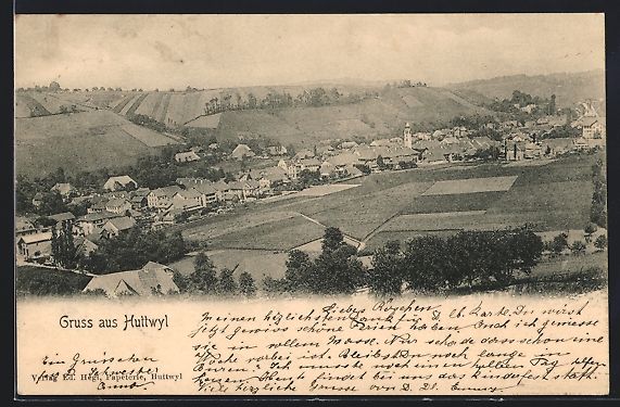 Cartoline postali: AK Huttwil, Teilansicht mit Bäumen – Usato da Berlin venduto da bartko-reher