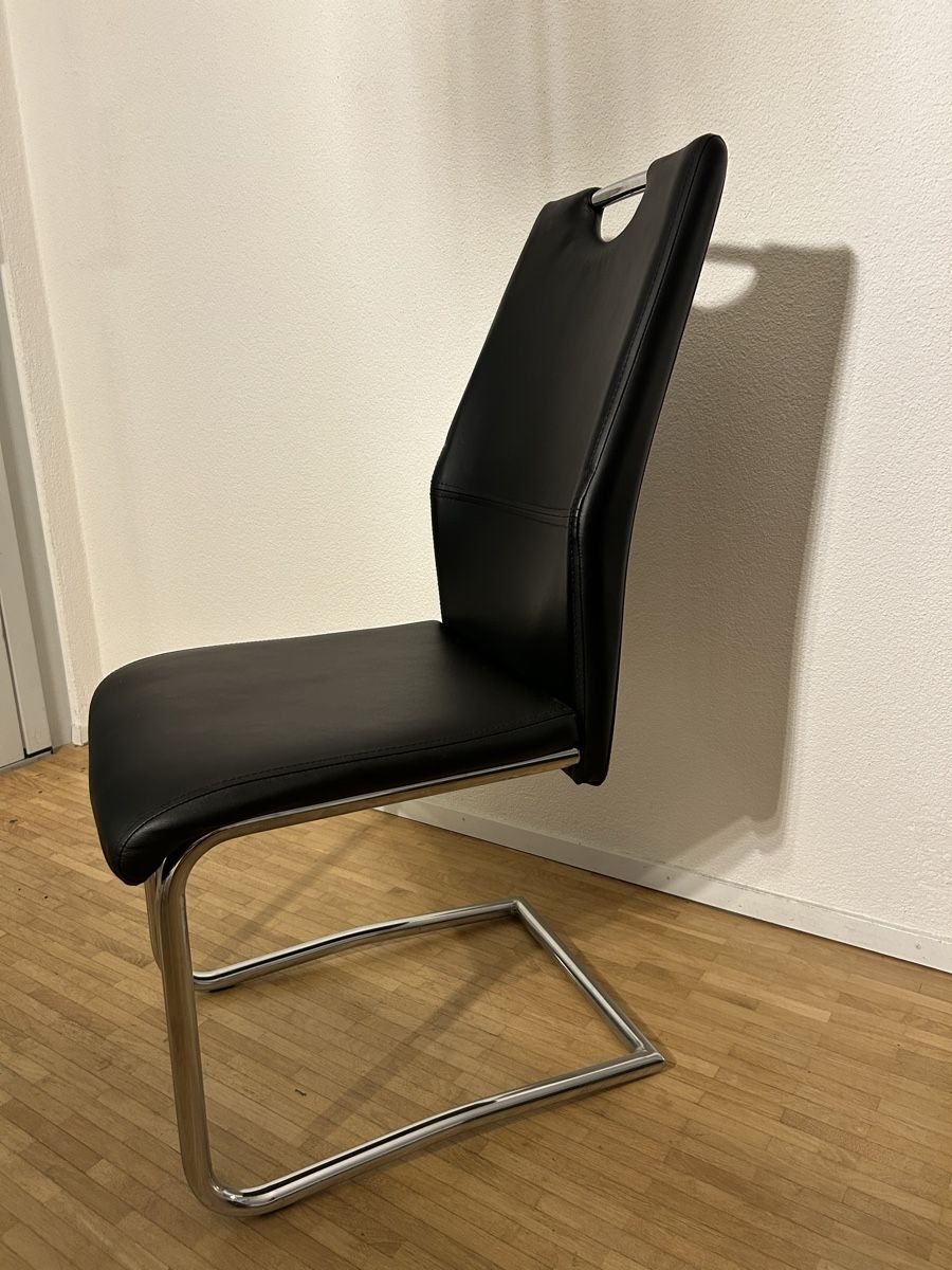 Sedie: Freischwinger Stuhl Kunstleder schwarz – Usato da Lyss venduto da dxmxan