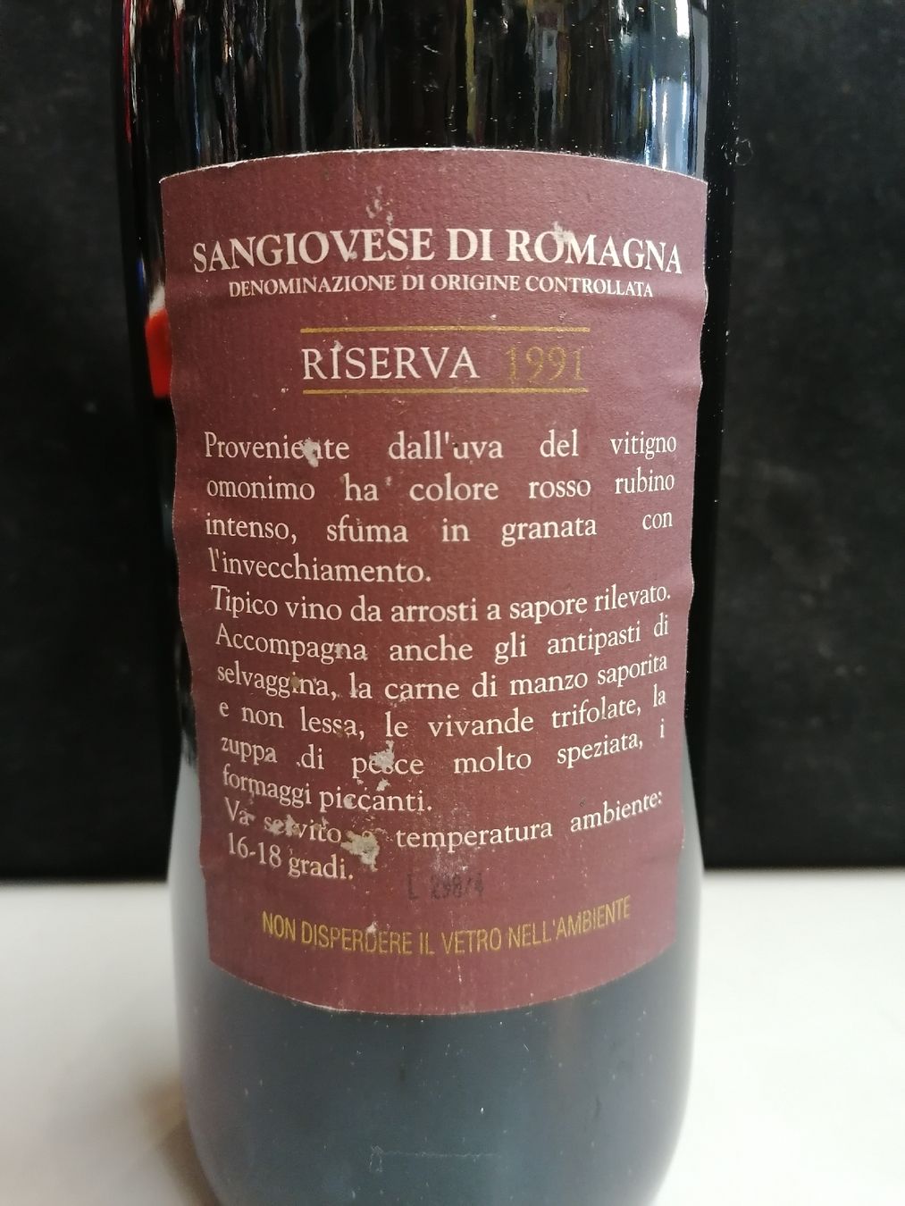 Vins: RISERVA SANGIOVESE DI ROMAGNA 1991 – Neuf (Voir description) à Genève par Leboucheoreilles 3