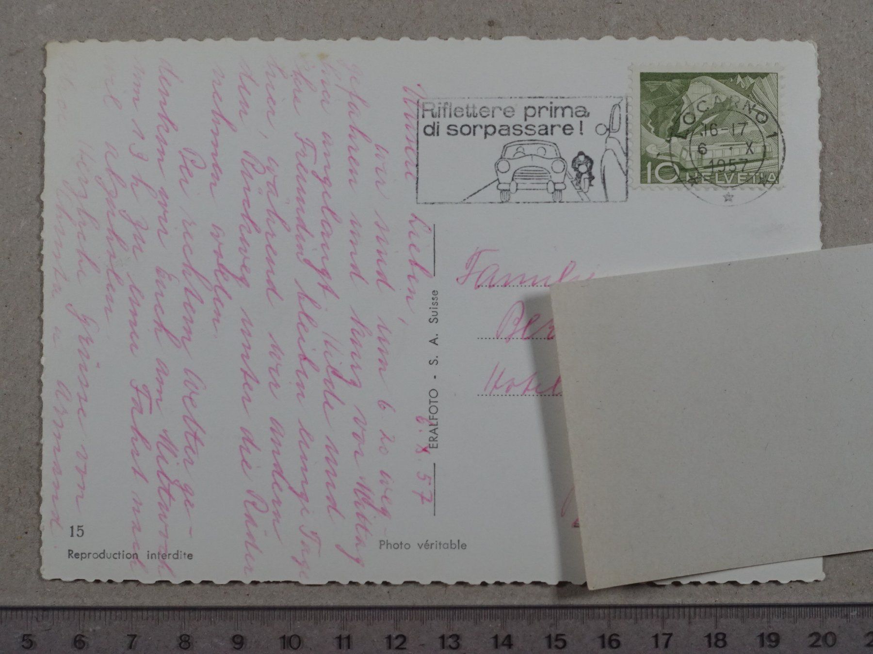 Cartoline postali: Locarno, 1957 – Usato da Lenzburg venduto da fh1 1