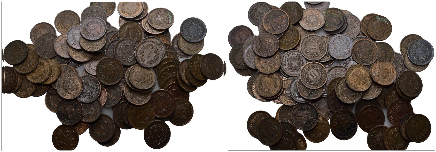 Alle Münzen: Schweiz 1 Rappen Lot – Gebraucht aus Bern von numismatictops