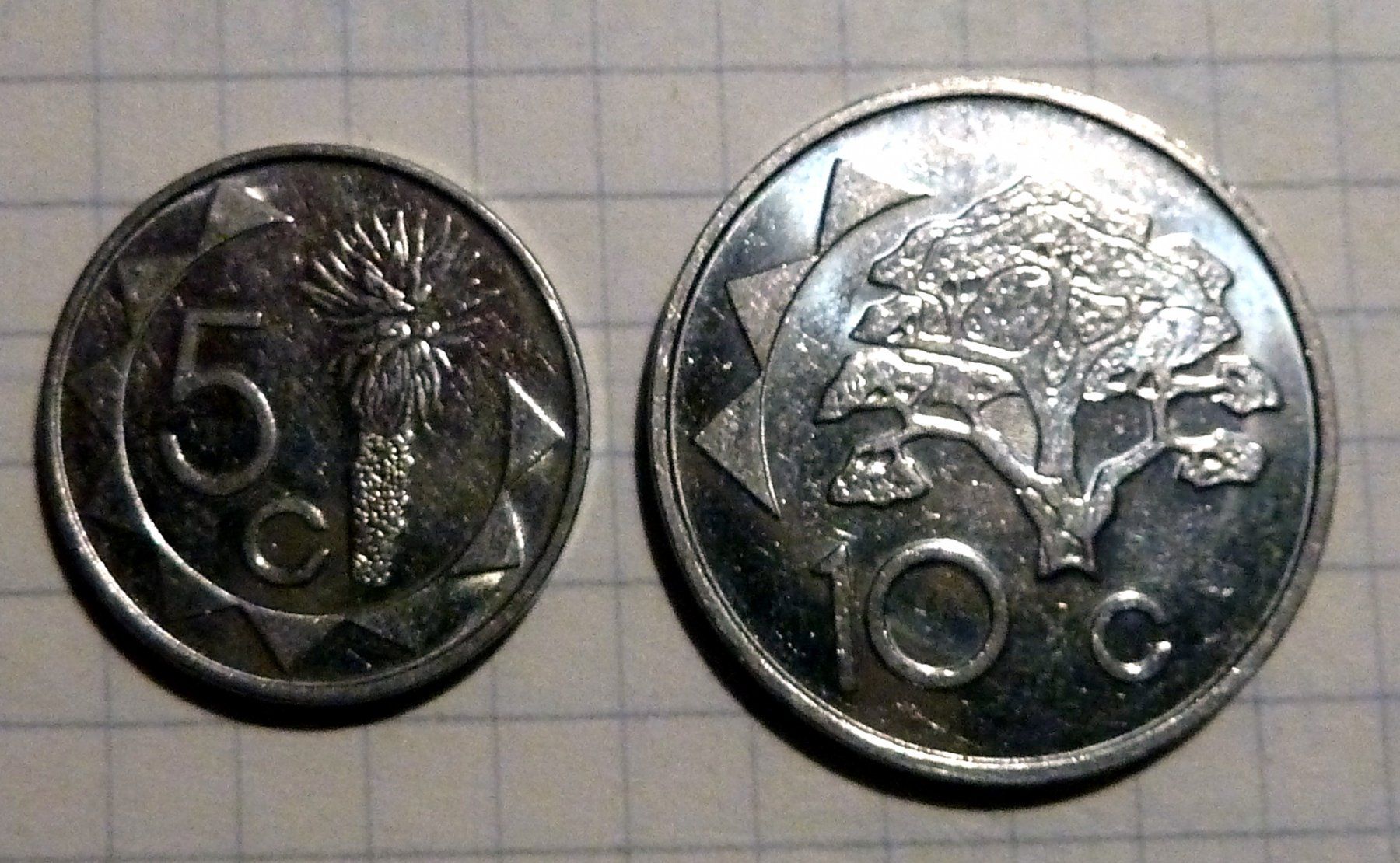 Tutti le monete: Namibia 5 cent 2007, 10 cent 2002, Lot of 2 – Usato da Mesocco venduto da Nugivendus 1