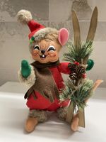 Annalee Vintage Christmas Skiing Mouse Figurine