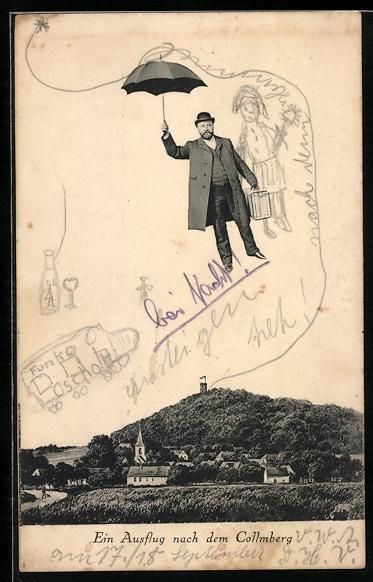 Cartes postales: Collmberg, Ortspartie mit fliegendem Men – D'occasion à Berlin par bartko-reher