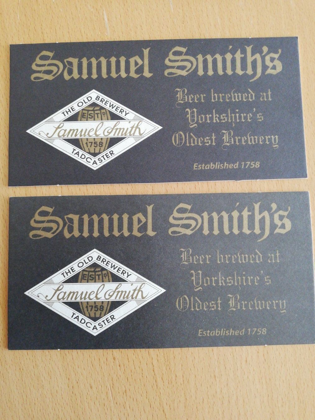 Untersetzer: 2 lange Bierteller Samuel Smiths – Gebraucht aus zumikon von lotegrandote