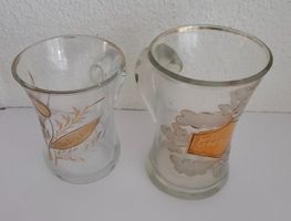 2 Henkelgläser mit Golddekor ANDENKEN+ERINNERUNG ca. 1880