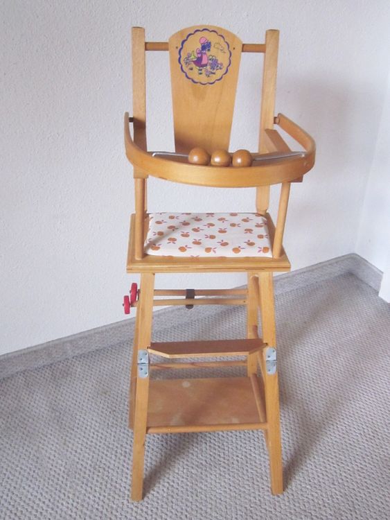 ROBOTIME Puppen Hochstuhl Holz - Für Puppen Bis 18 Zoll Mit Sicherheitsgurt Rosa