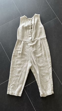 Kinder Jumpsuit Leinen beige ärmellos guter Zustand