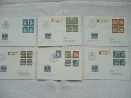 Pro Patria 1965 6 FDC Satz & 4er-Bl. SBK B123 - B127