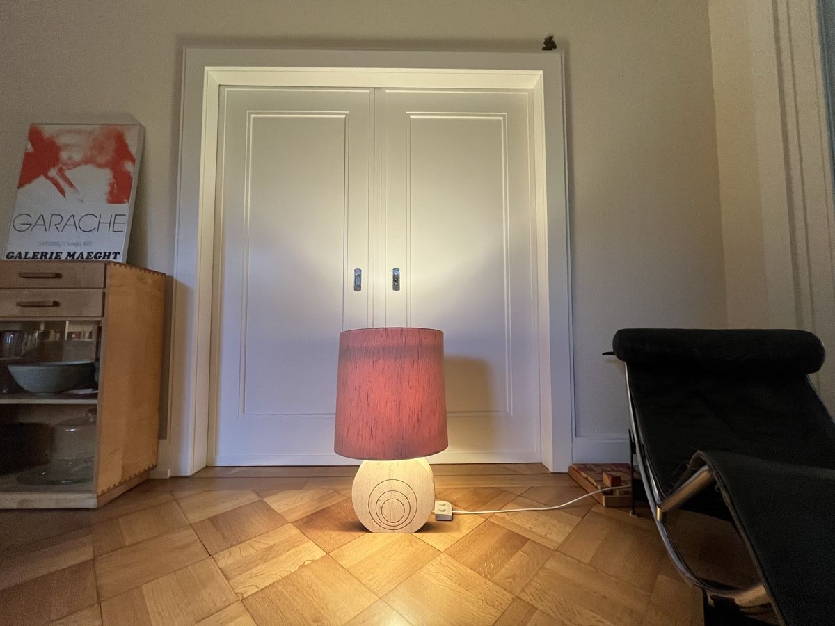 Lampade: Grosse Fratelli Manelli Lampe Travertin Messing – Usato da Zürich venduto da StudioCardin 1