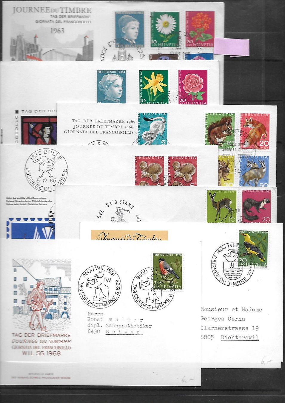 Tutti i francobolli: 16 TB Belege 1963 - 1976 Kat: CHF 121.- – Usato da Basel venduto da Ilp