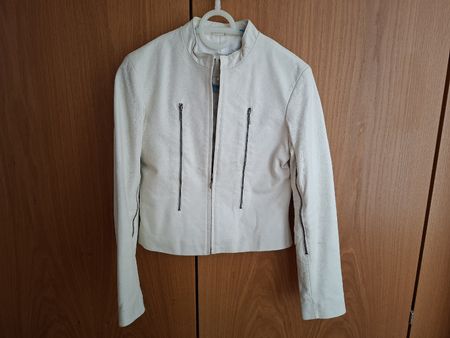 Lederjacke Echtleder Genuine Gr XS weiss creme Damen NP 189
