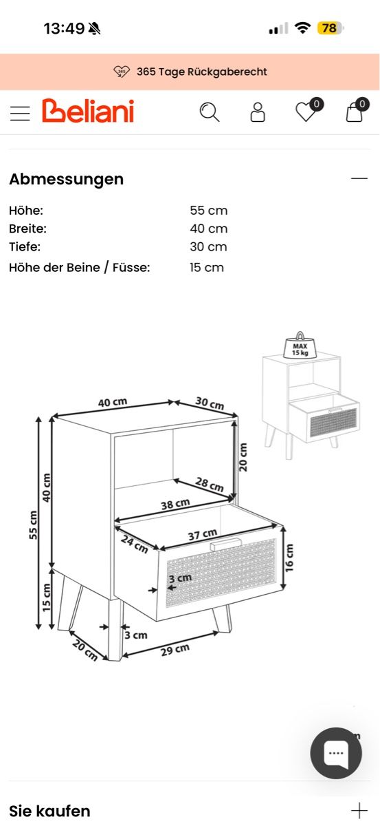 Beliani Tables de nuit: 2 Bedside tables – Neuf (Voir description) à Zürich par fre_g2xz 2