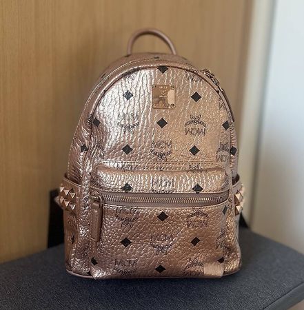 MCM Stark Rucksack  Metallic Rose Gold