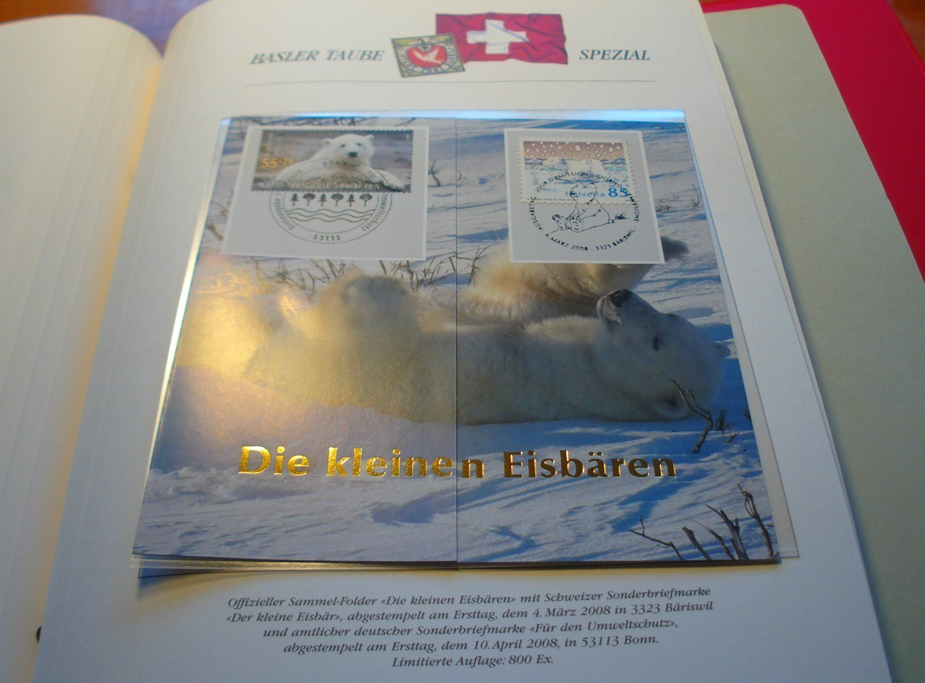 Alle Briefmarken: Folder "Die Kleinen Eisbären" 2008, Schweiz/Deutschland – Gebraucht aus Niederwil AG von morostahu
