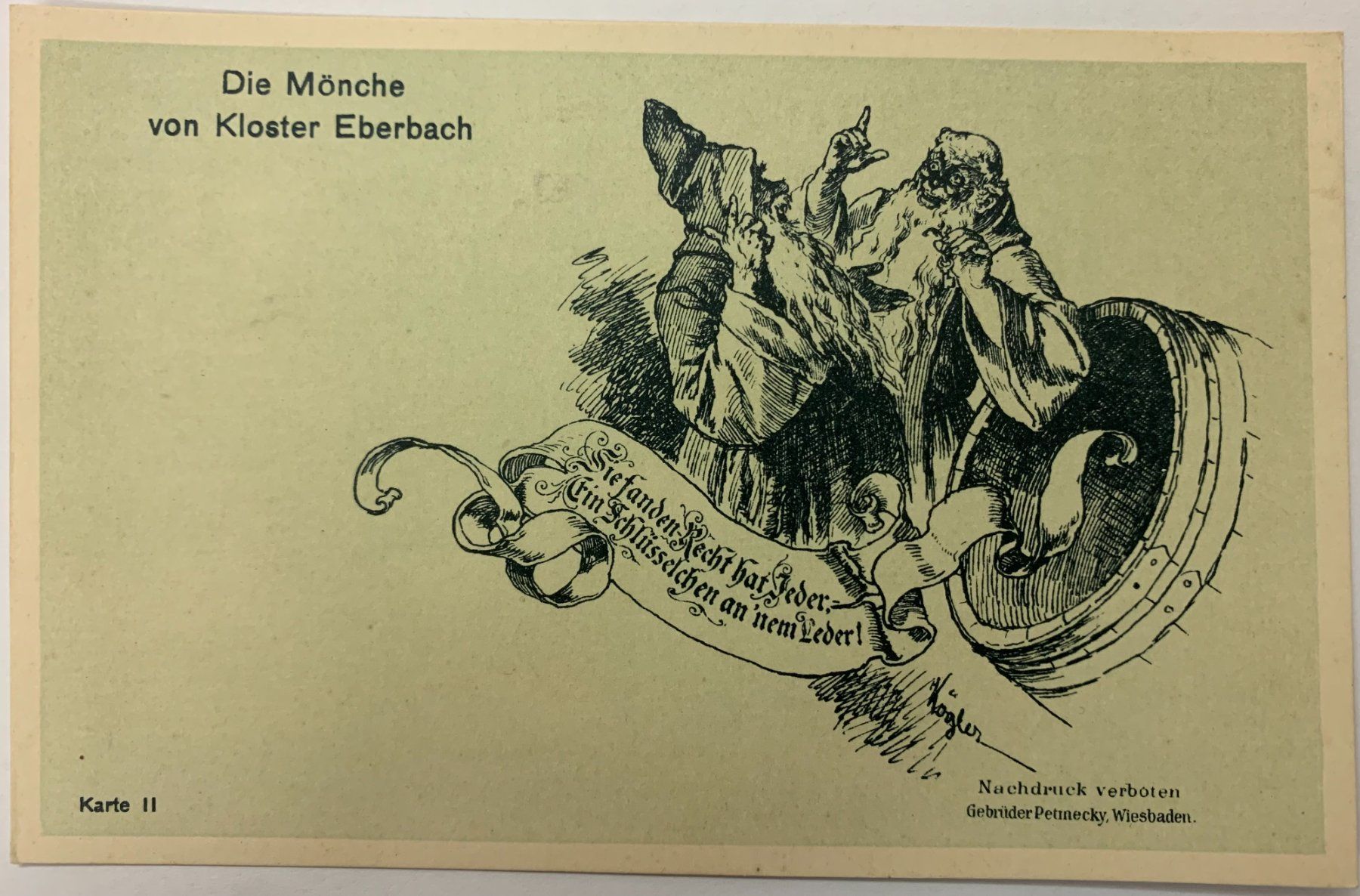 Cartoline postali: 2 Postkarten - Die Mönche v. Kloster Eberbach -Weinhaus Ress – Usato da Gundetswil venduto da Egro100 2