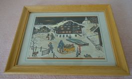 Bild in Holzrahmen "Zauberhaftes Winterdorf"