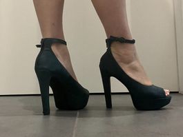 Scarpe con tacco donna verde petrolio, taglia 38