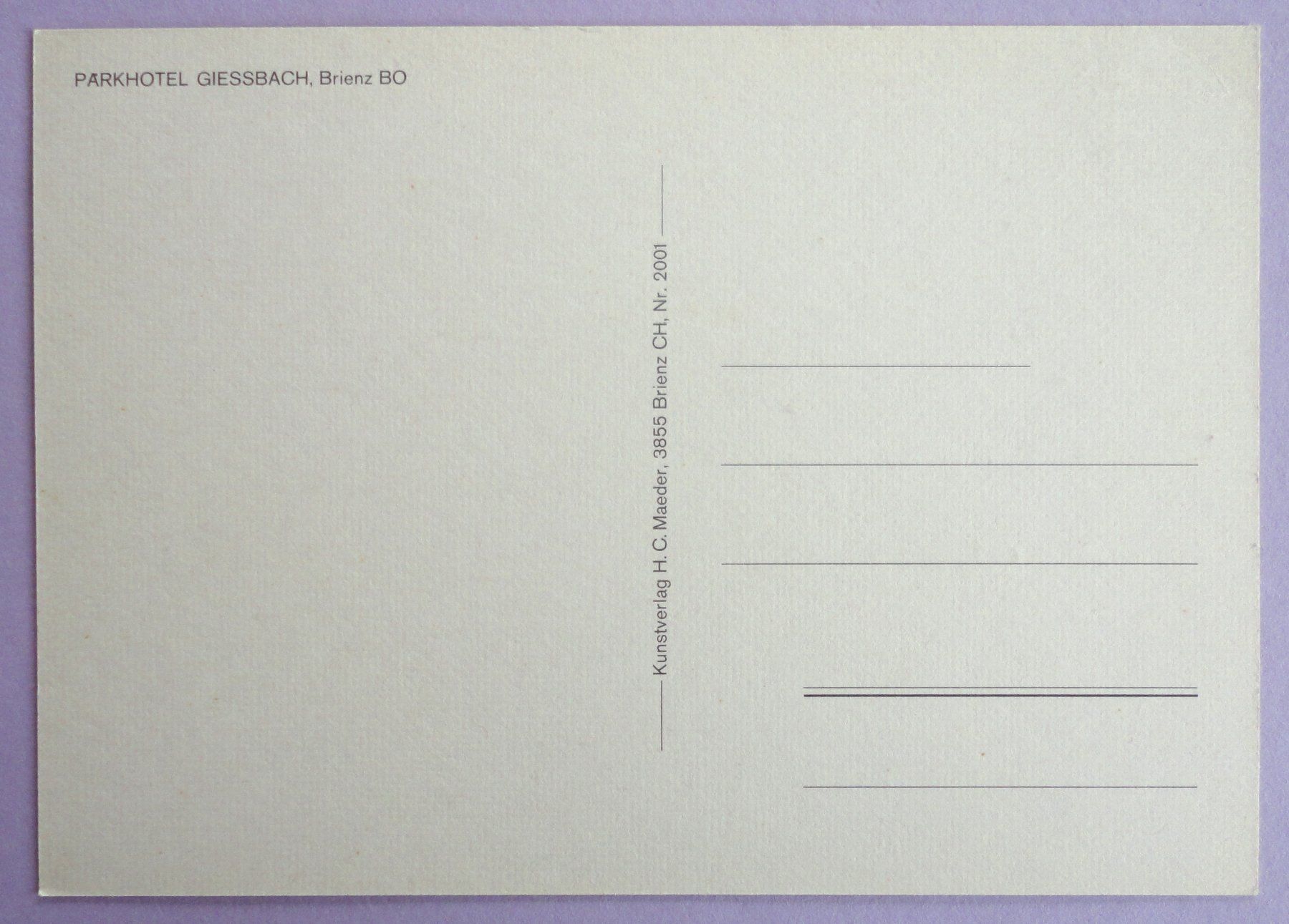 Cartoline postali: Parkotel Giessbach, Brienz BO – Usato da Fétigny venduto da Billy2miny 1