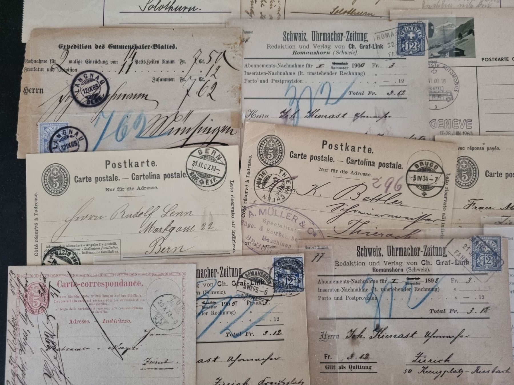 Alle Briefmarken: Lot mit 30 alten Postkarten ab 1873 – Gebraucht aus Gümligen von Geniusbuy 1
