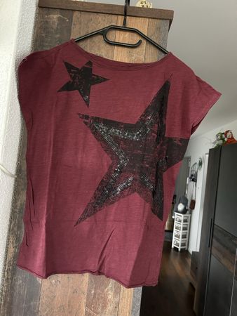 Esprit Shirt, bordeauxrot mit Sternen, XS, Top Zustand