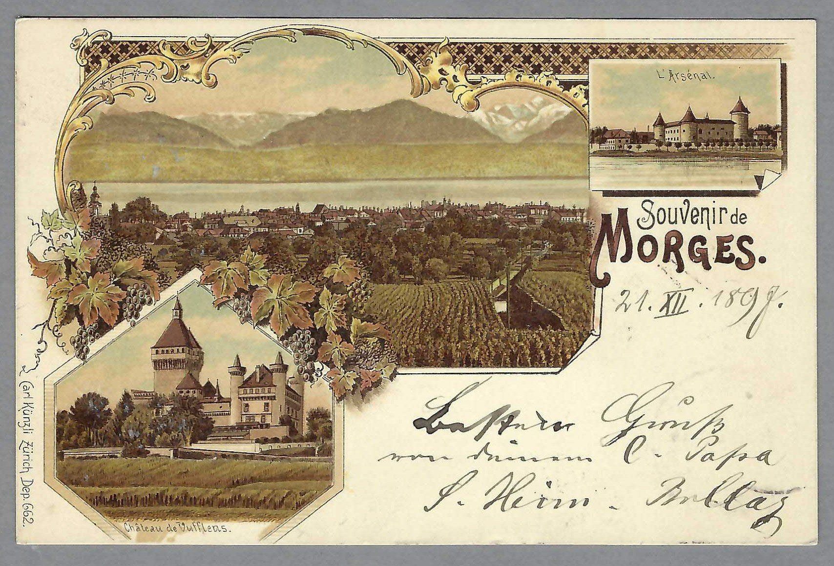 Cartoline postali: 1897!, LITHO MORGES, TRÈS PROPRE! – Usato da Pura venduto da ulisse1957