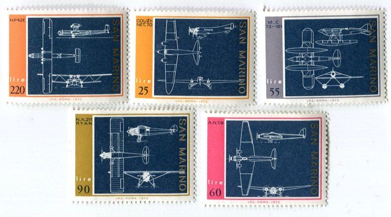 Tutti i francobolli: Briefmarken "Flugzeuge." San Marino – Nuovo e nell'imballaggio originale da Basel venduto da Butsch5