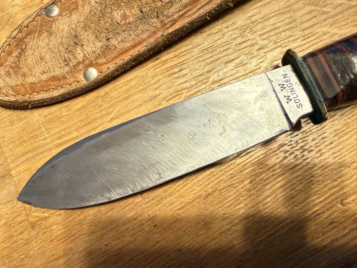 Solingen Accessori: Jagdmesser W.W. Solingen mit Scheide – Usato da Goldach venduto da Messerguru 1
