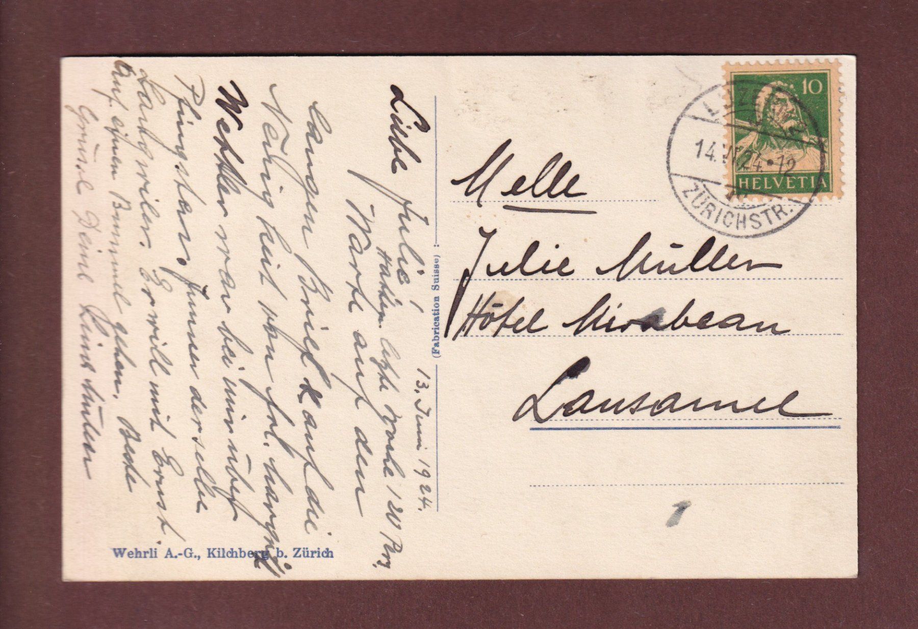 Cartoline postali: LUZERN - Kapellbrücke - Wasserturm - 1924 – Usato da Pully venduto da nicecards-shop 1