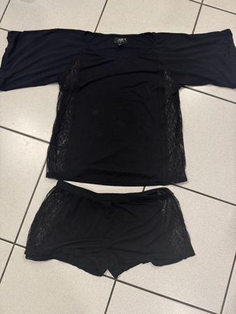 Pigiama estivo nero con pizzo, taglia M - sexy!