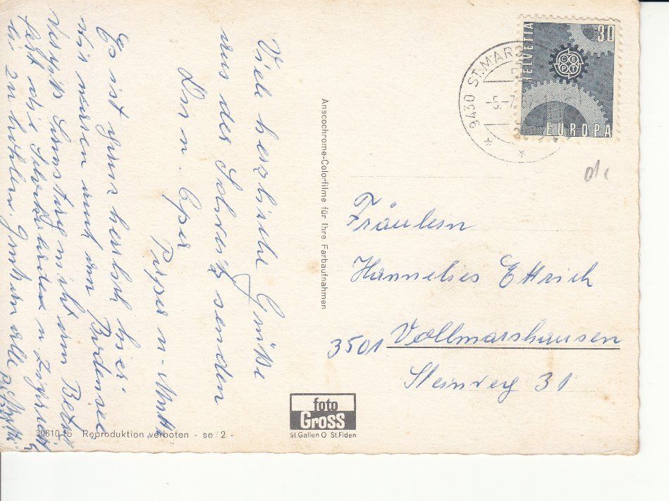 Cartoline postali: St. Margrethen 1967 – Usato da Bürglen TG venduto da StampGraf 1