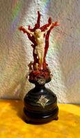 Sakrale Kunst,Kreuz auf Sockel/roten Korallen,Christus✨unico