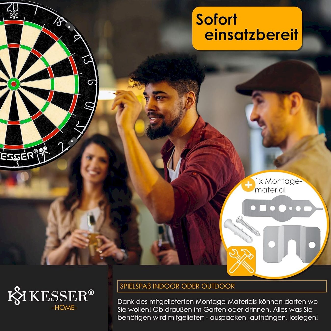 Freccette: KESSER Dartscheibe Steeldarts SET – Nuovo e nell'imballaggio originale da Bottighofen venduto da zaap 6