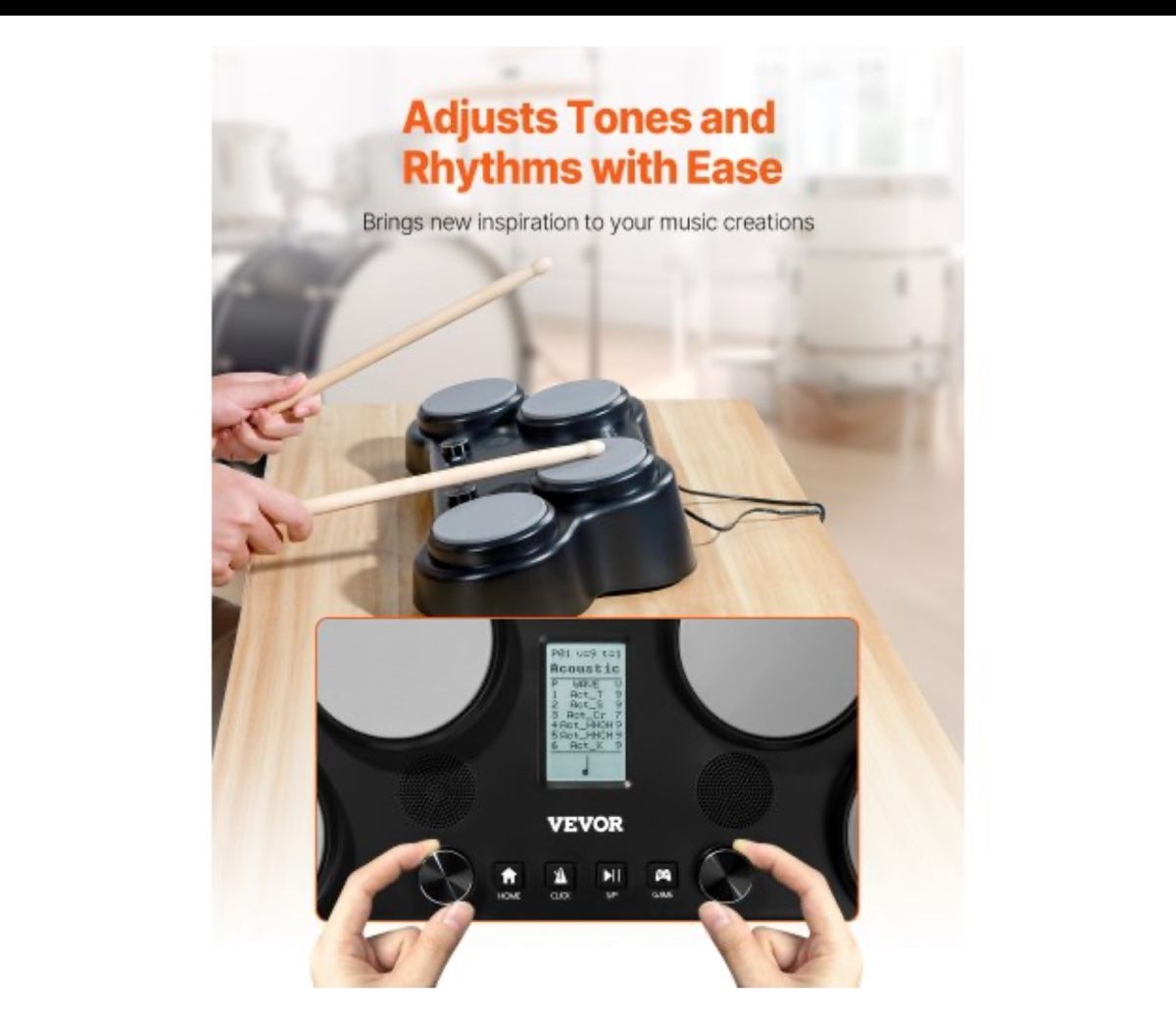 Musikinstrumente: VEVOR E-Drum Set Tablet 4 Pads 163 Sounds Kopfhöreranschlus – Neu und originalverpackt aus Amriswil von JaJa-Express 2