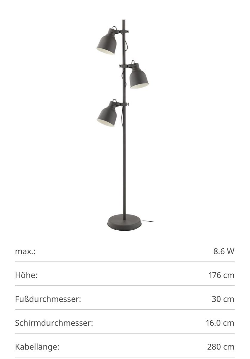 Ikea Lampade: Schöne moderne Stehlampe schwarz – Nuovo (secondo la descrizione) da Heerbrugg venduto da ura_ra97 1