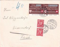 1942 Altstoffe, Z33e auf Brief nach Birmensdorf