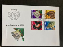 Schweiz 1998 Ersttagsbrief Satz Pro Juventute Tiere