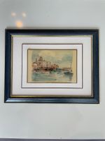 Aquarell Bild St. Raphaël Hafen gerahmt gebraucht, 28*22cm