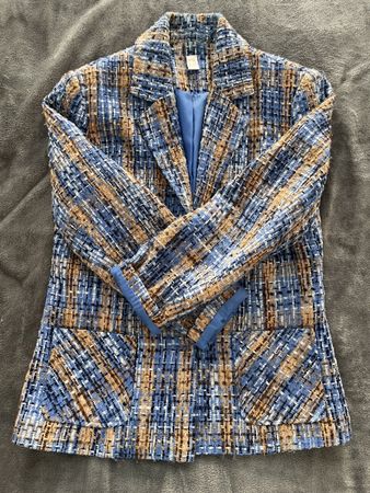 Veste tweed bleu et marron