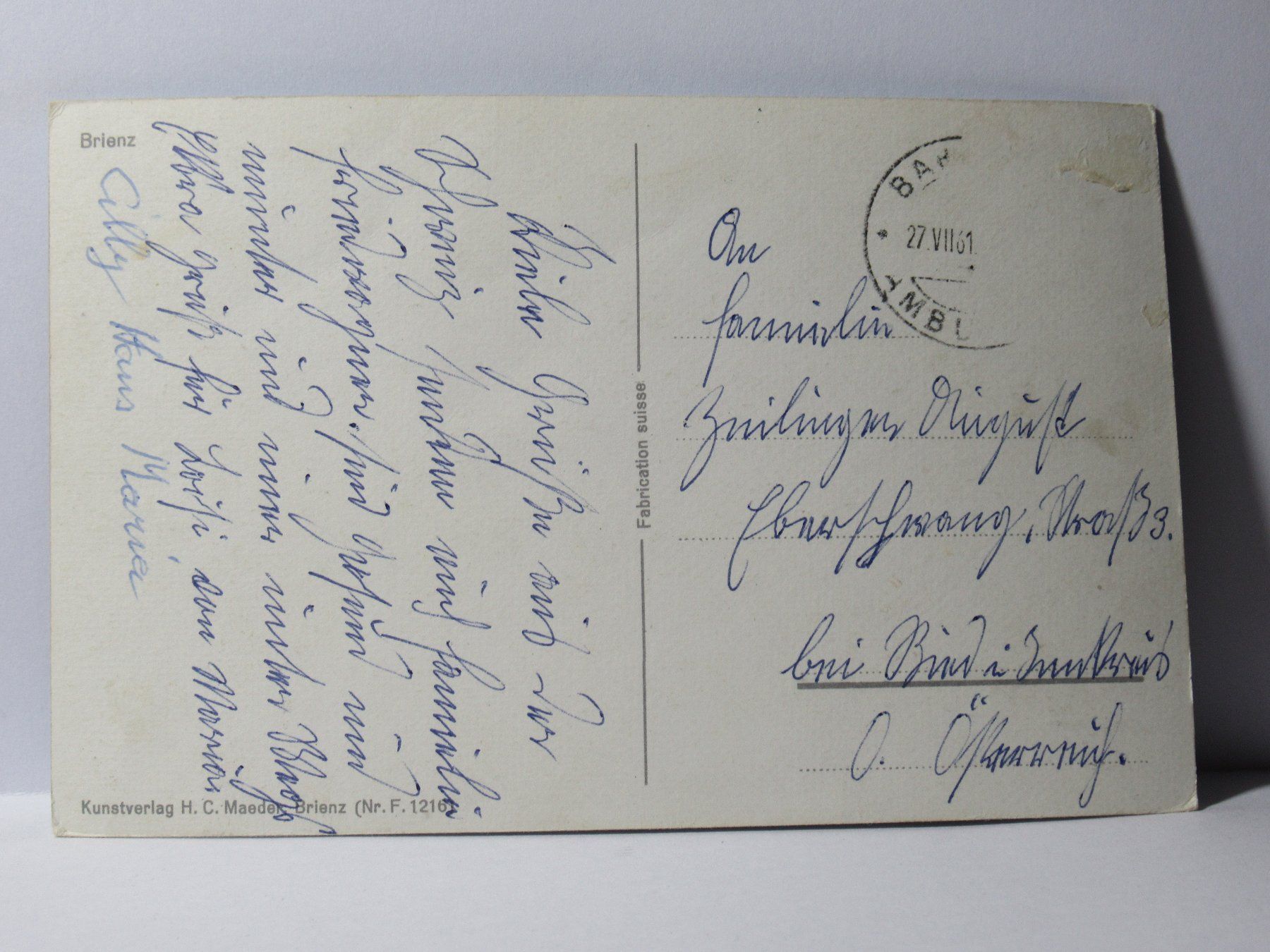 Ansichtskarten: Brienz , Kirche 1961 – Gebraucht aus Grenchen von Bluemchen1900 2