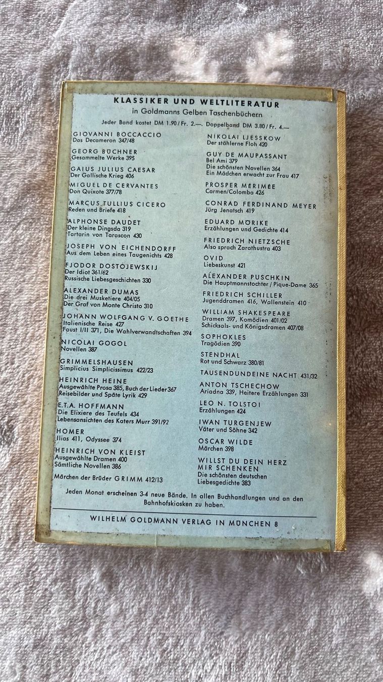 Libri: Goethe - Italienische Reise - 1957 – Usato da Schübelbach venduto da Dolly990_2 1
