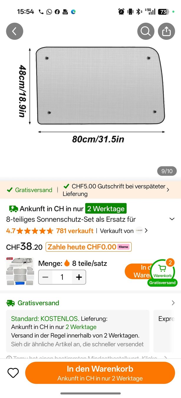 Accessori per altri veicoli: Sonnenschutz Auto – Nuovo (secondo la descrizione) da Zürich venduto da Fabienne.S01 3