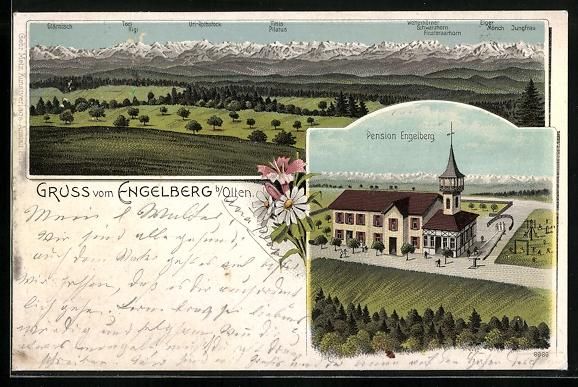 Cartoline postali: Litho Engelberg b. Olten, Pension Engelb – Usato da Berlin venduto da bartko-reher