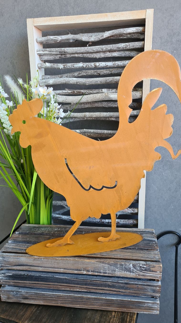 Figuren: Rost Huhn auf Platte – Neu und originalverpackt aus Böttstein von decodor-angi