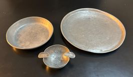 Schale, Teller + Aschenbecher aus Zinn