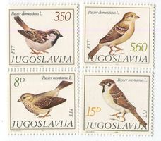 Briefmarken "Sperlinge". Jugoslawien.