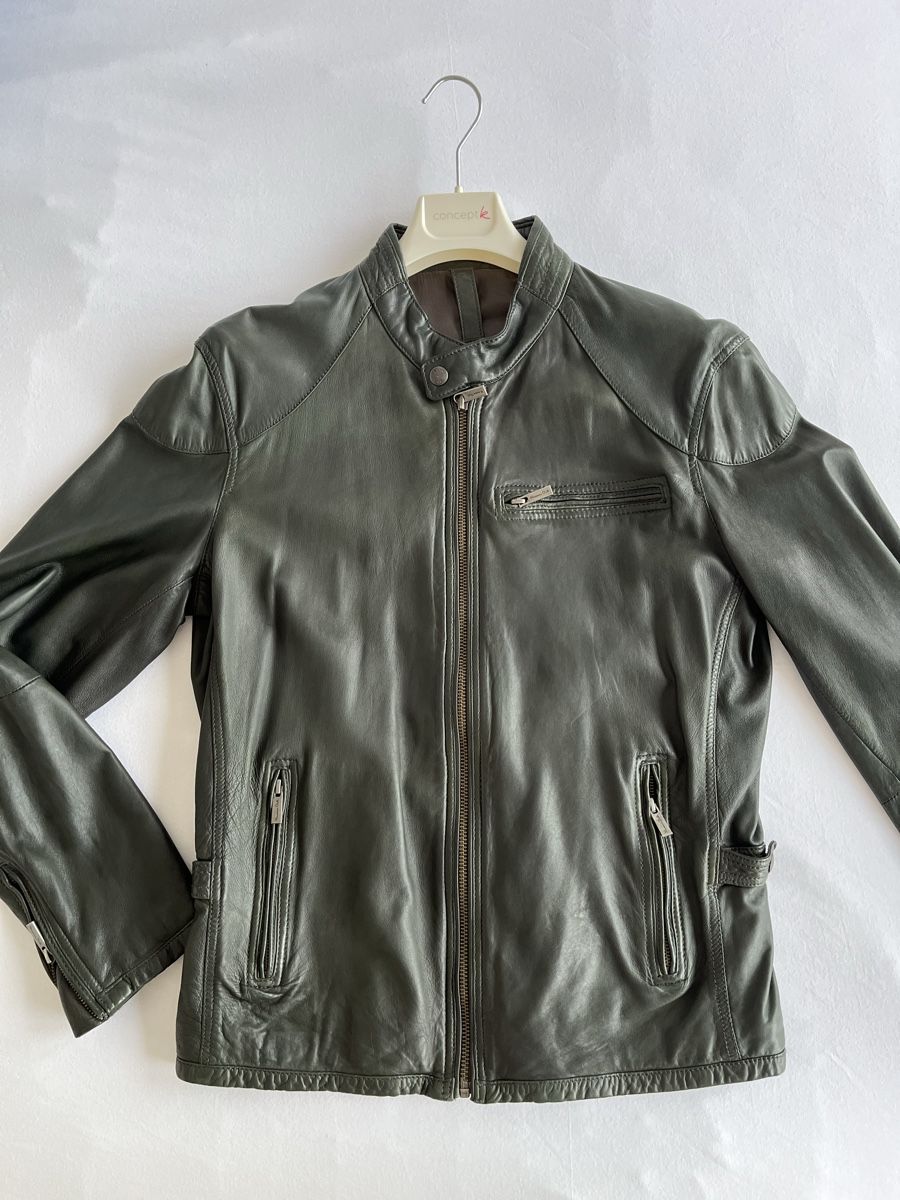 Massimo Dutti Giacche: Massimo Dutti Lederjacke, grün, Gr. M, Herren – Usato da Zug venduto da Nickwalks999 1