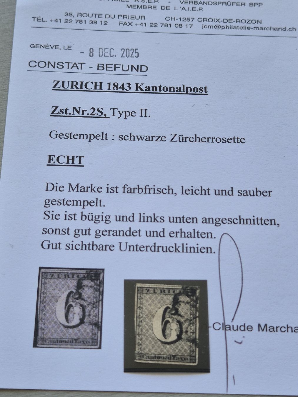 Alle Briefmarken: Kantonalpost, ZH6, 2S, Befund, scwarze Rosette, ab 1.- – Gebraucht aus Burgdorf von Glossy01