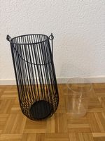 Windlicht Metall schwarz mit Glaseinsatz
